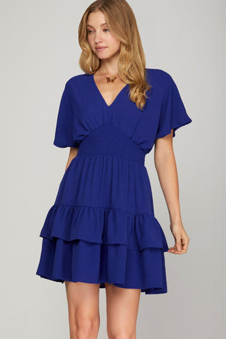 Short Sleeve Tier Mini Dress