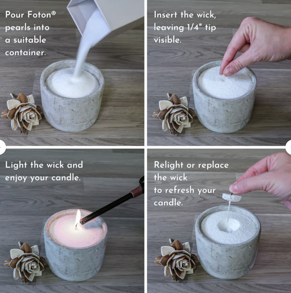 Foton Pearled Candle - White