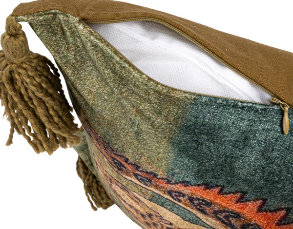 Tiger Cotton Velvet Printed Lumbar Pillow