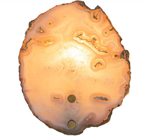 Agate & Metal Wall Lamp w/ Inline Switch (Each One Will Vary)
