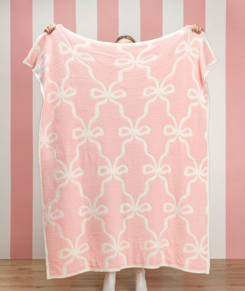 Blush Bow Chenille Blanket
