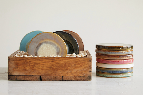 Stoneware trivet, asst colors