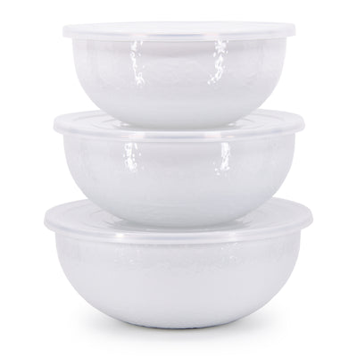 Solid White Mixing Bowls w/lids