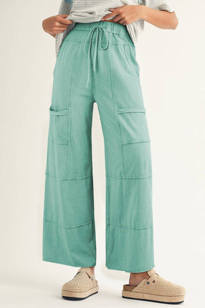 Mineral Wash Wide Leg Pants: L