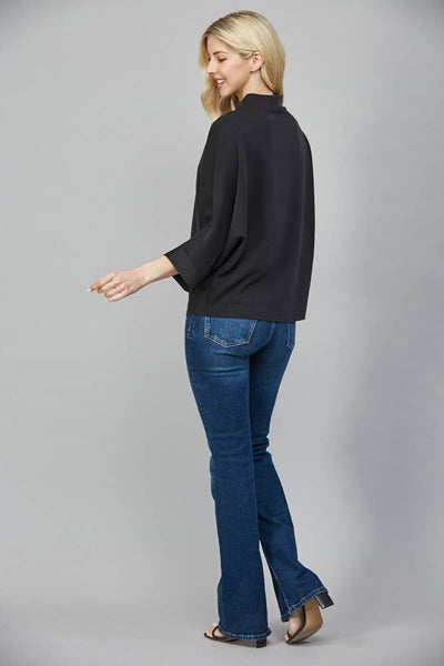 FATE - MODAL BLEND MOCK NECK: WASHED BLACK / L
