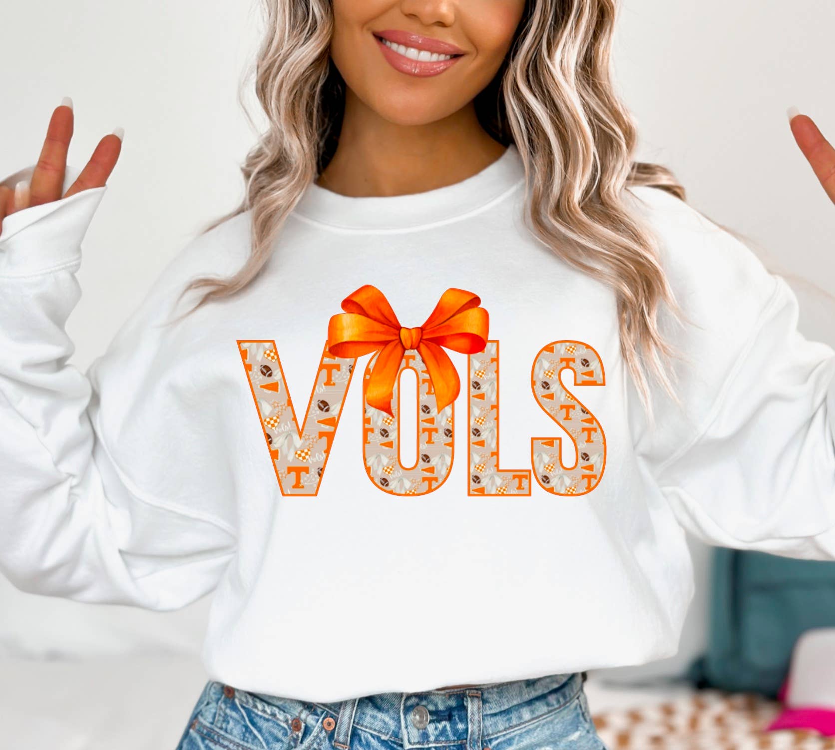 Tennessee Vols Bow Sweatshirt Football : L