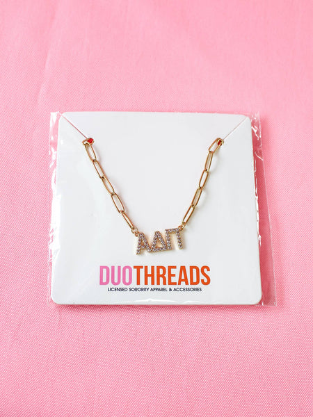 Rhinestone Sorority Necklace: ALPHA DELTA PI