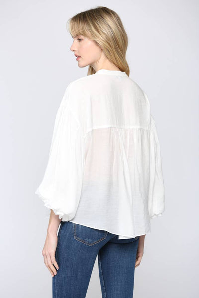 FATE - PUFF SLEEVE BUTTON DOWN SHIRT-Small