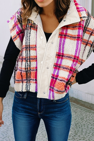 Sherpa Plaid Jacket Vest/ XL
