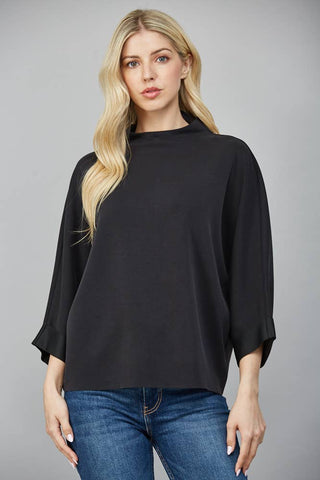 FATE - MODAL BLEND MOCK NECK: WASHED BLACK / L