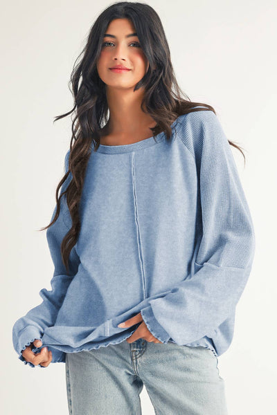 Seam Raglan Sweatshirt: Sail Blue / S