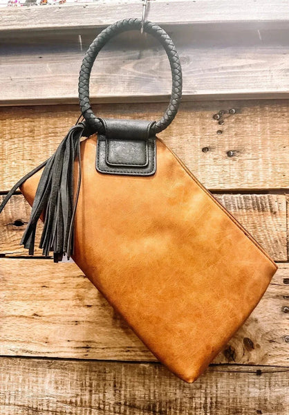 Fashion Cuff Handle Tassel Wristlet Clutch
