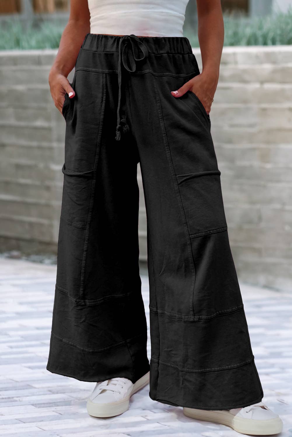 Mineral Wash Wide Leg Pants: L