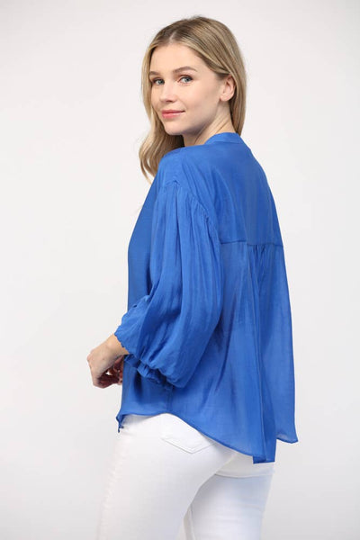FATE - PUFF SLEEVE BUTTON DOWN SHIRT-Medium