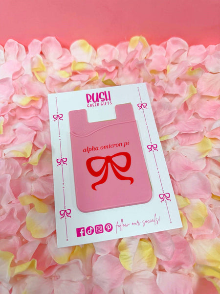 Silicone Phone Bow Wallet: Alpha Omicron Pi