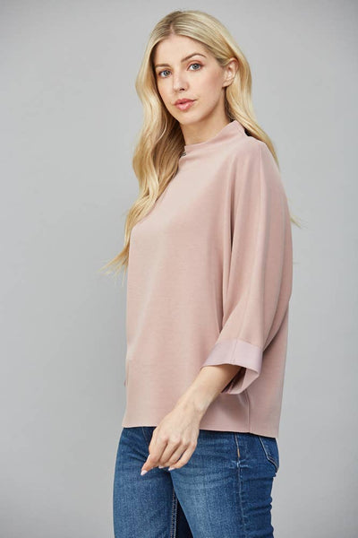 FATE - MODAL BLEND MOCK NECK: WASHED BLACK / S