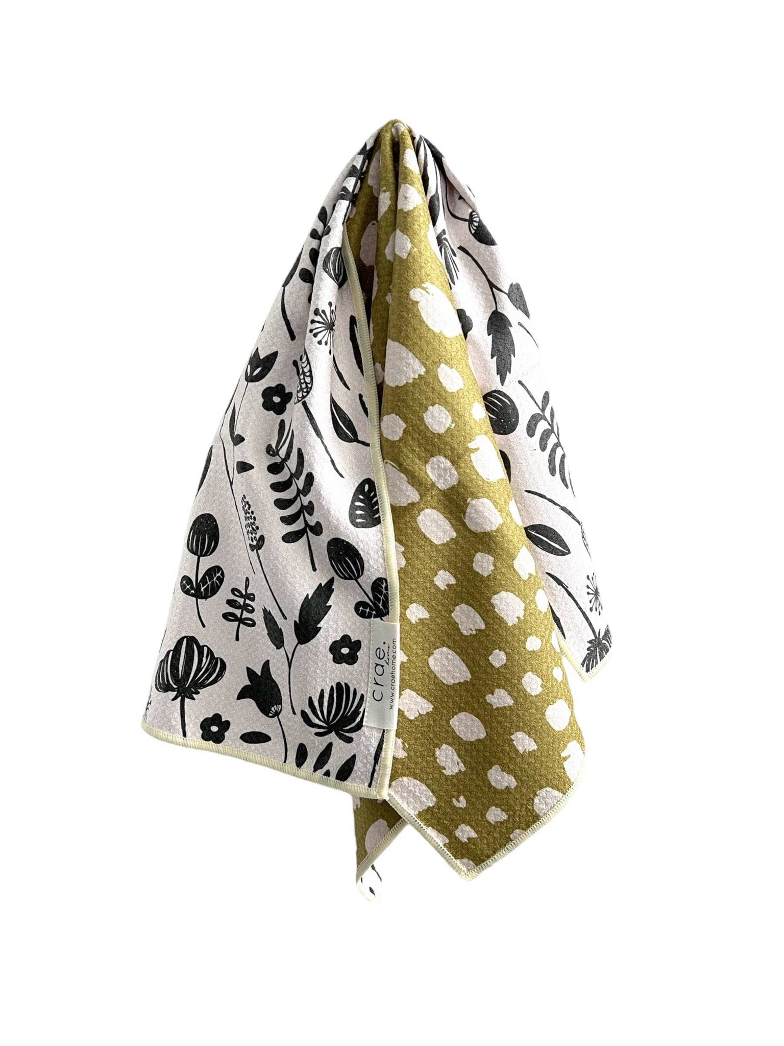 Crae.Home - Vintage Highway: Reversible Hand Towel: Cream/Pea Green / Hand Towel
