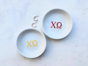 Chi Omega Ring Dish / Chi O Sorority Tray: Cardinal Red