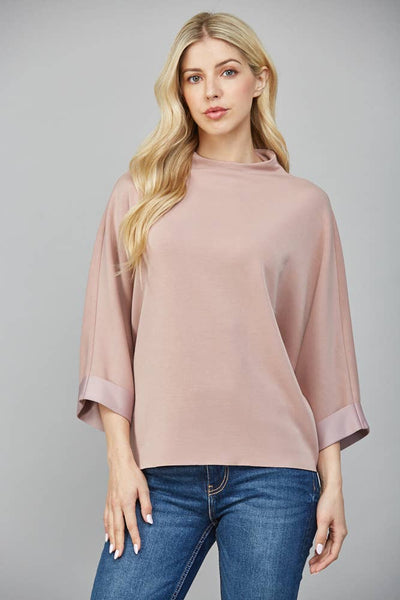 FATE - MODAL BLEND MOCK NECK: WASHED BLACK / S