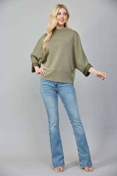 FATE - MODAL BLEND MOCK NECK: WASHED BLACK / S