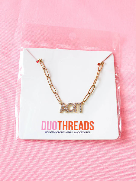 Rhinestone Sorority Necklace: ALPHA DELTA PI