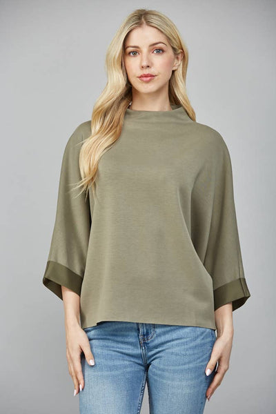FATE - MODAL BLEND MOCK NECK: WASHED BLACK / S