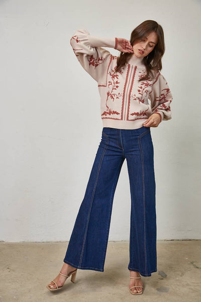 MOCK NECK SWEATER : RED BEAN / L