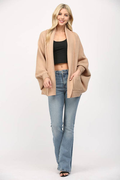 FATE - SHAWL COLLAR OPEN CARDIGAN-SMALL