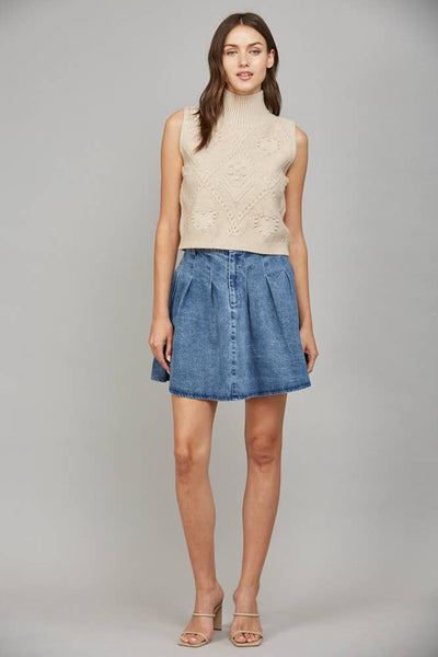 FATE - KNIT HIGH NECK SWEATER TANK:TAUPE / L