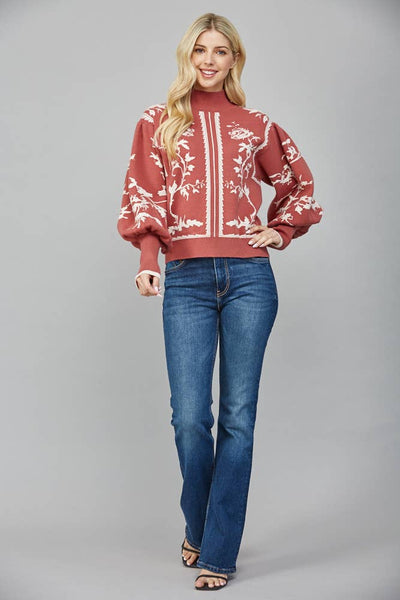 MOCK NECK SWEATER RED BEAN / M