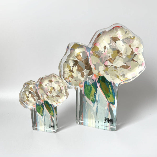 Lauren Dunn - Two Hydrangea Blooms Acrylic Block: Large Block