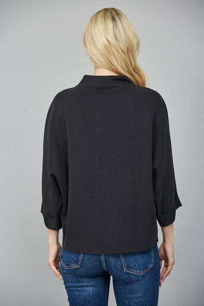 FATE - MODAL BLEND MOCK NECK: WASHED BLACK / S