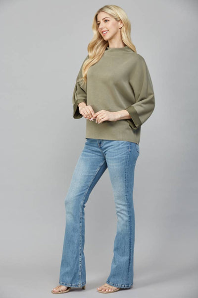 FATE - MODAL BLEND MOCK NECK: WASHED BLACK / S
