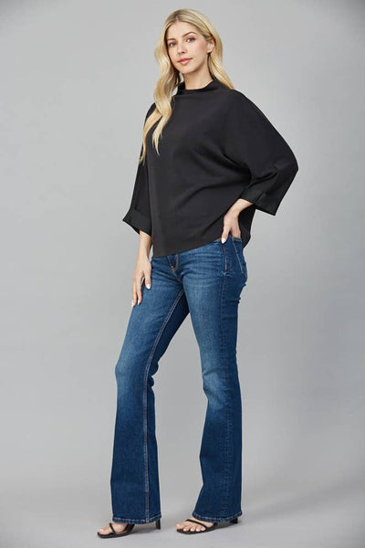FATE - MODAL BLEND MOCK NECK: WASHED BLACK / S