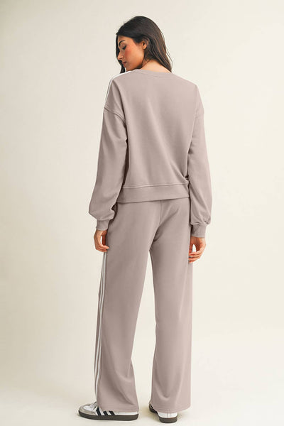 Rita - Striped Crewneck Pullover Set: private lable