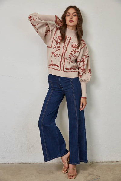 MOCK NECK SWEATER RED BEAN / M