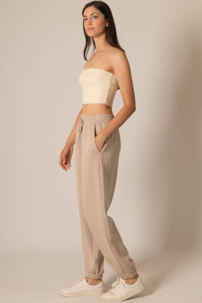 Butter Modal Joggers: Taupe / Extra Small