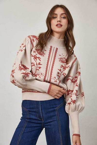 MOCK NECK SWEATER RED BEAN / S