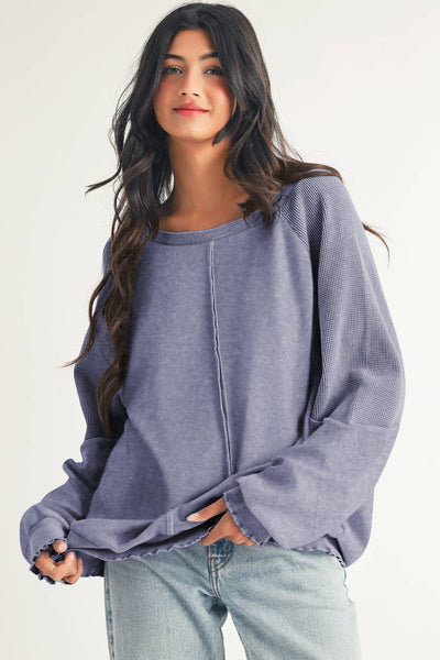Seam Raglan Sweatshirt: Sail Blue / L