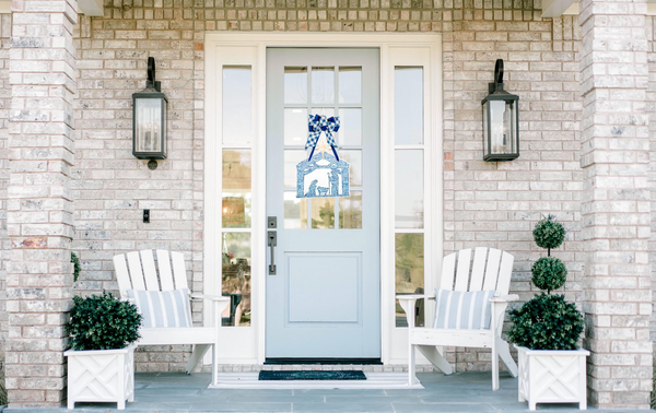 Front Porch Elegance - Nativity in Chinoiserie- Door Hanger: Yes- Please Include the Bow