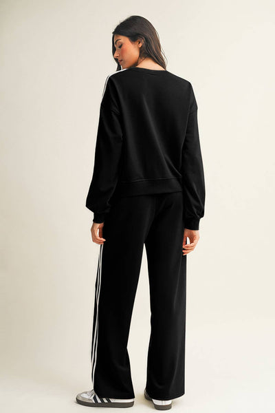 Rita - Striped Crewneck Pullover Set: private lable