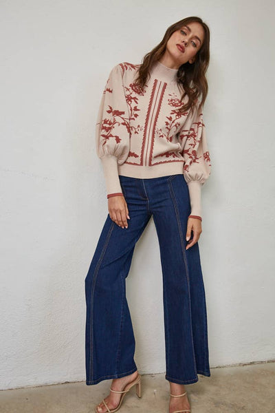 MOCK NECK SWEATER RED BEAN / M