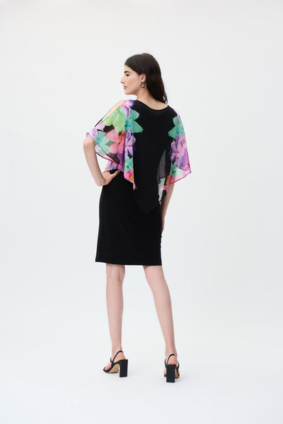 Silky Knit and Chiffon Sheath Dress