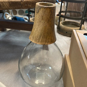 Glass Vase with Wood Trim