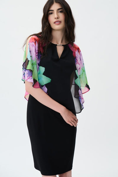 Silky Knit and Chiffon Sheath Dress