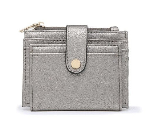 Mini Snap Button Wallet & Cardholder w/ Zipper Pocket
