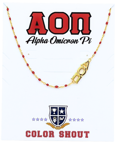 The Alpha Omicron Pi Necklace: Side Set ΑΟΠ Enamel Bead Necklace