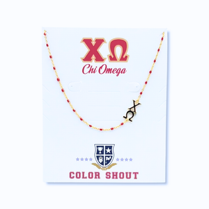 The Chi Omega Necklace: Side Set ΧΩ Enamel Bead Necklace