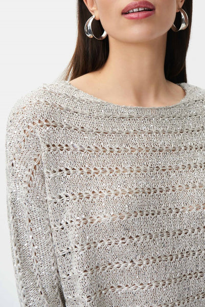 Poncho-Style Sequined Sweater Top - Moonstone