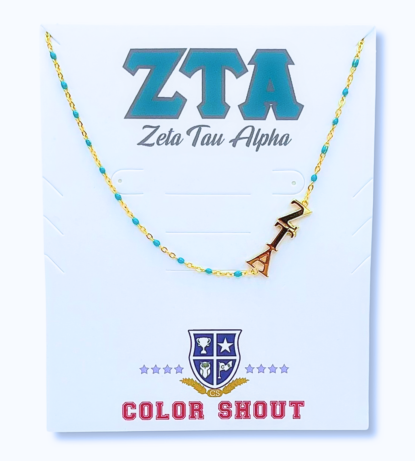 The Zeta Tau Alpha Necklace: Side Set ΖΤΑ Enamel Bead Necklace